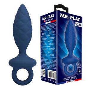 MR PLAY - STRUKTURIERTER ANALPLUG MIT RING BLAU L
