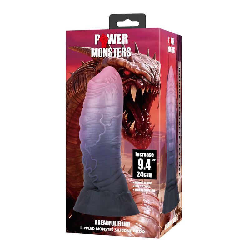 POWER MONSTERS - SCHRECKLICHER TEUFEL, ZWEIFARBIGER FANTASIE-SILIKONDILDO, 24 CM Ø 6 CM