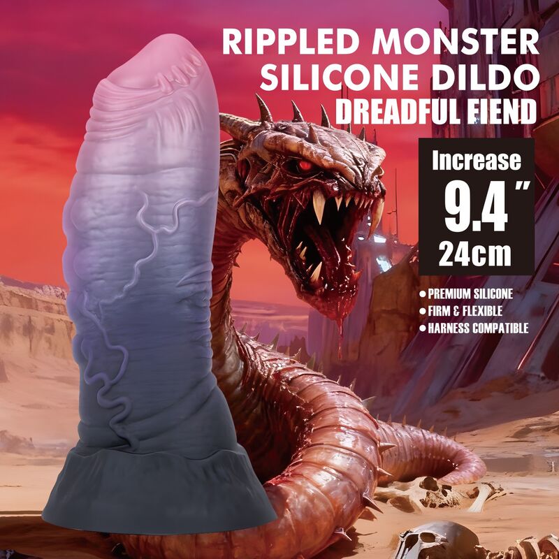 POWER MONSTERS - SCHRECKLICHER TEUFEL, ZWEIFARBIGER FANTASIE-SILIKONDILDO, 24 CM Ø 6 CM