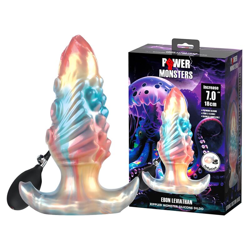 POWER MONSTERS - EBON LEVIATHAN DREIFARBIGER AUFBLASBARER FANTASIE-ANALPLUG 18 CM