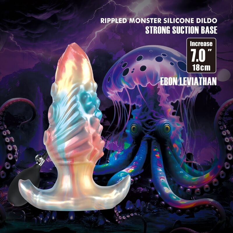 POWER MONSTERS - EBON LEVIATHAN DREIFARBIGER AUFBLASBARER FANTASIE-ANALPLUG 18 CM