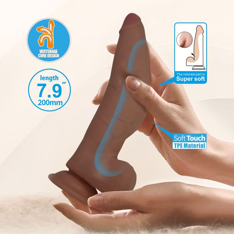 PRETTY LOVE - CUTHBERT REALISTISCHER FLEXIBLER DILDO 20 CM Ø 5 CM TPE BRAUN