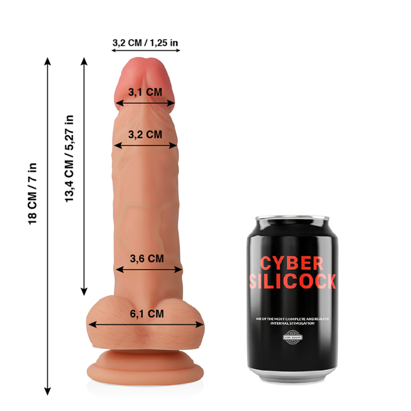CYBER SILICOCK - JUDE ULTRA REALISTISCH. WEICHES FLÜSSIGES SILIKON 18 CM -O- 3,2 CM