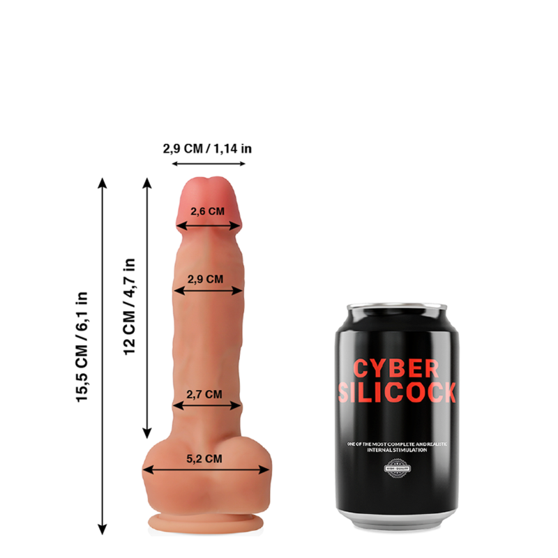CYBER SILICOCK - ANSEL ULTRA REALISTISCH. WEICHES FLÜSSIGES SILIKON 15,5 CM -O- 2,9 CM