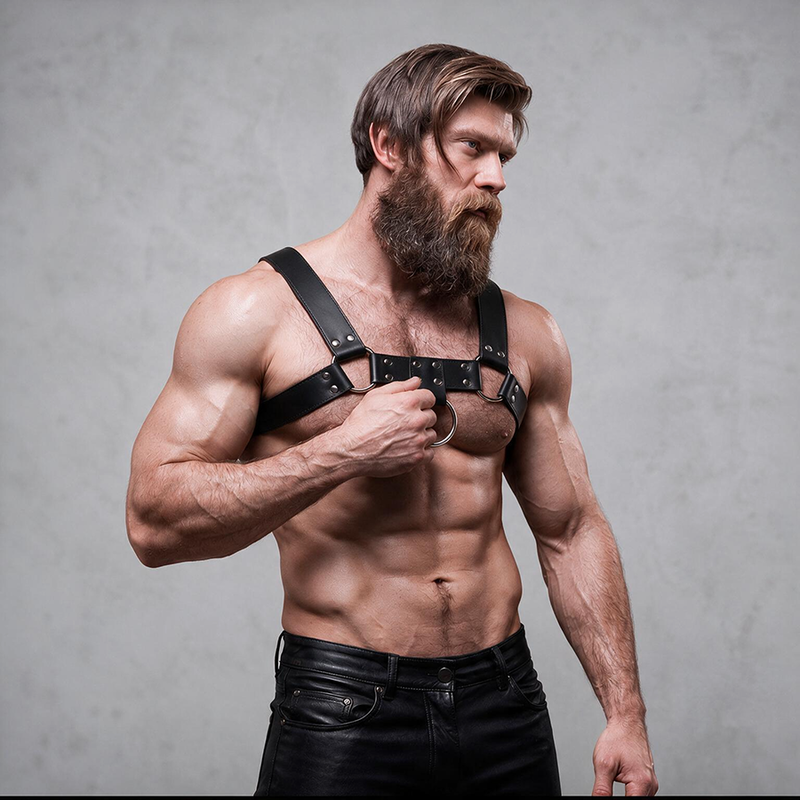 FETISH SUBMISSIVE ATTITUDE - Brust-Harness aus Ökoleder für Herren