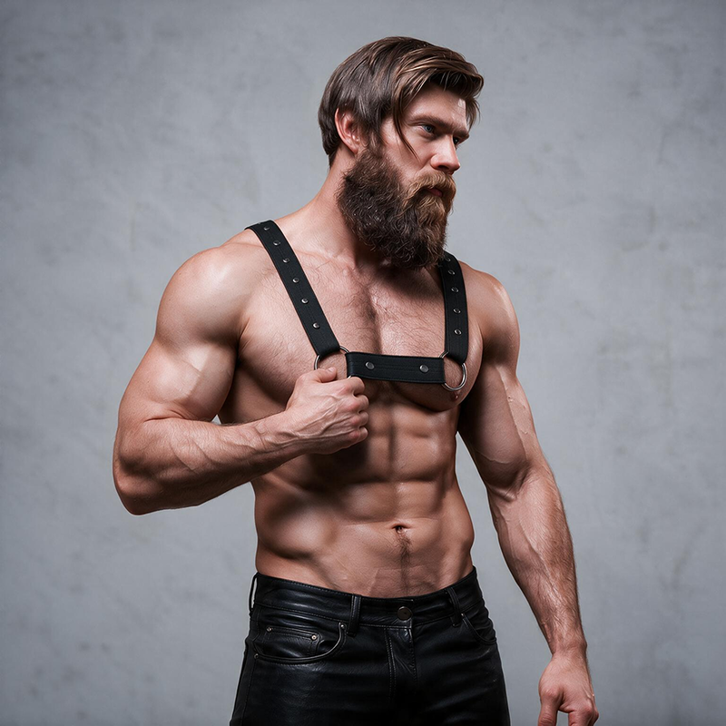 FETISH SUBMISSIVE ATTITUDE - Verstellbarer Neopren-Brust-Sport-Harness für Männer