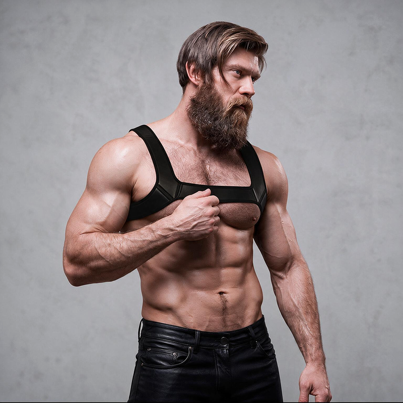 FETISH SUBMISSIVE ATTITUDE - Neopren-Brustgeschirr für Männer, Größe M