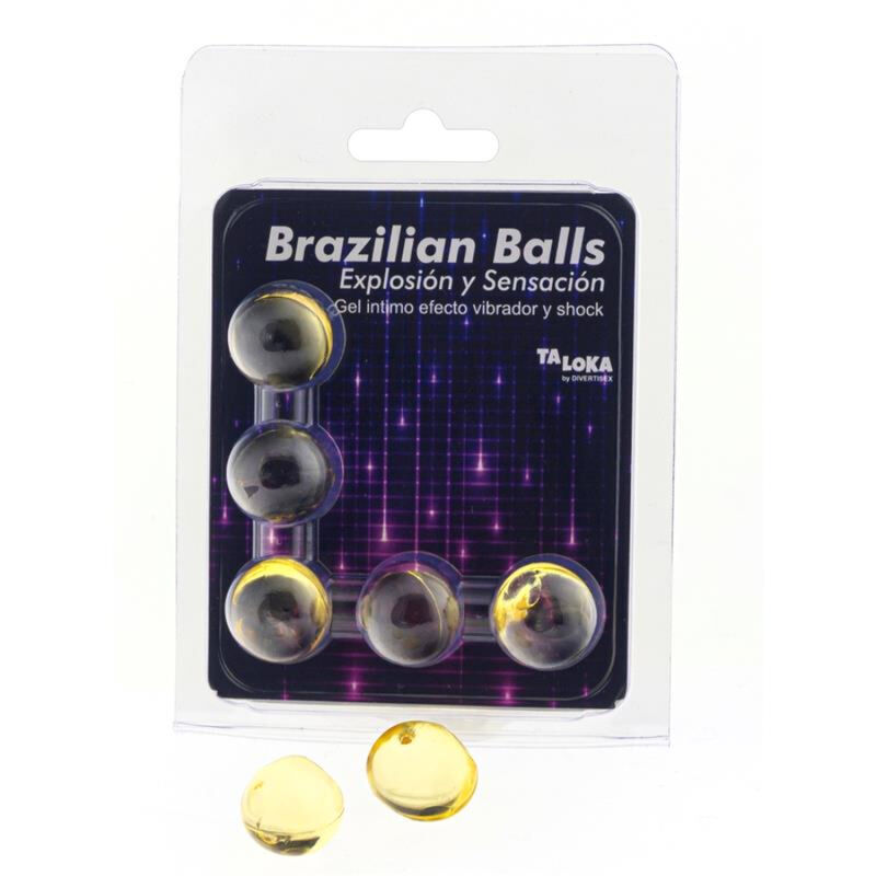 TALOKA - 5 BRASILIANISCHE Bälle mit Vibrations- und Schockeffekt aufregendes Gel