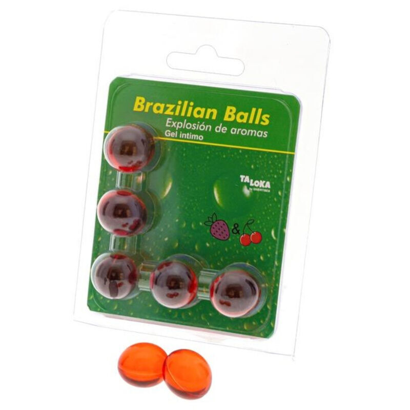 TALOKA - 5 Brasilianische Kugeln, Erdbeer- und Kirsch-Intim-Gel