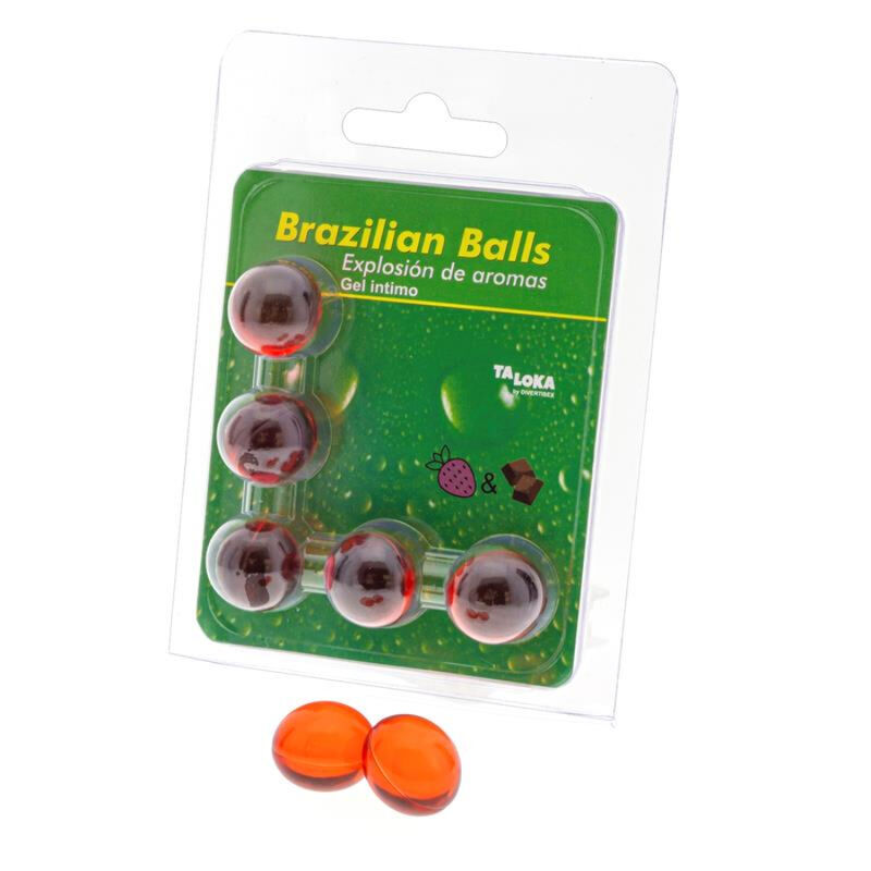 TALOKA - 5 Brasilianische Kugeln, Erdbeere und Schokolade, Intimgel