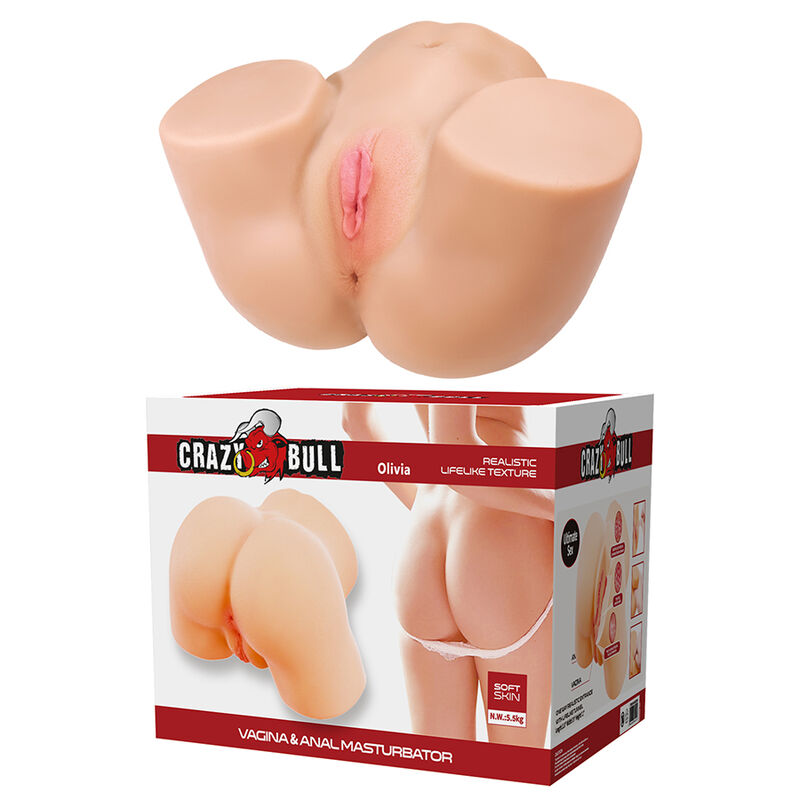 CRAZY BULL - OLIVIA  DOPPELTER VAGINAL- UND ANALVIBRATIONSMASTURBATOR FLESH