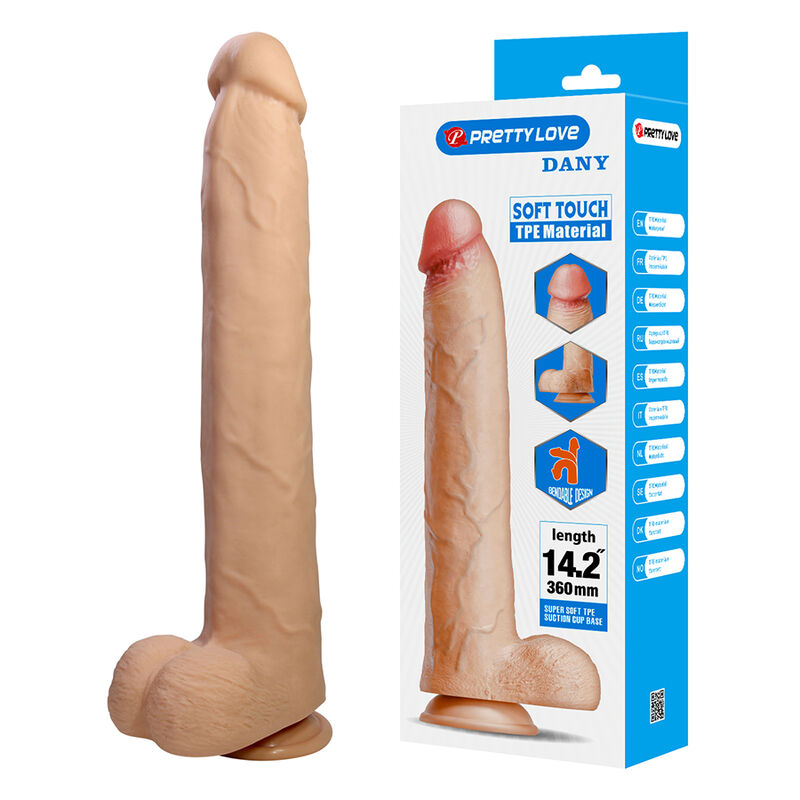 PRETTY LOVE - DANY FLEXIBLER REALISTISCHER DILDO MIT SAUGNAPF 36 CM -Ø- 5,6 CM