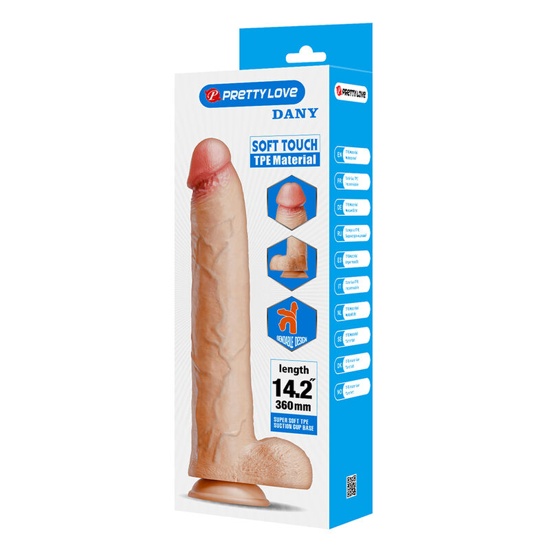 PRETTY LOVE - DANY FLEXIBLER REALISTISCHER DILDO MIT SAUGNAPF 36 CM -Ø- 5,6 CM