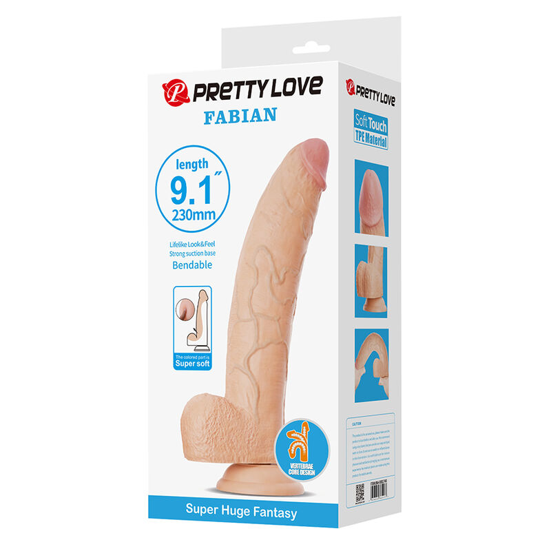 PRETTY LOVE - FABIAN FLEXIBLER DILDO MIT SAUGKAPSEL FLEISCH