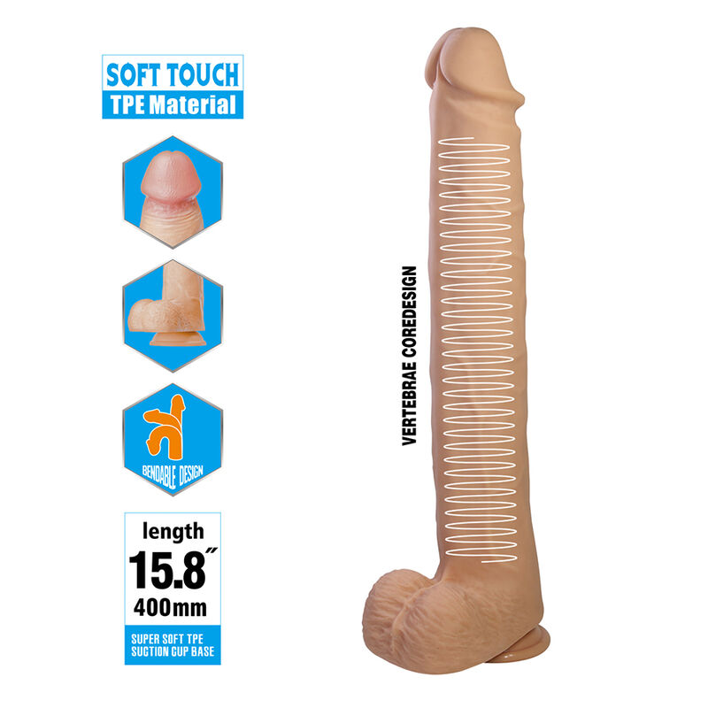 PRETTY LOVE - PAT FLEXIBLER REALISTISCHER DILDO MIT SAUGNAPF 40 CM -Ø- 6 CM