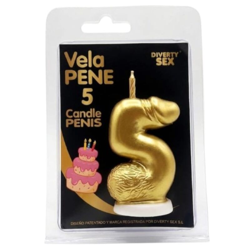 DIABLO PICANTE - PENISKERZE IN FORM DER ZAHL 5, GOLDFARBE