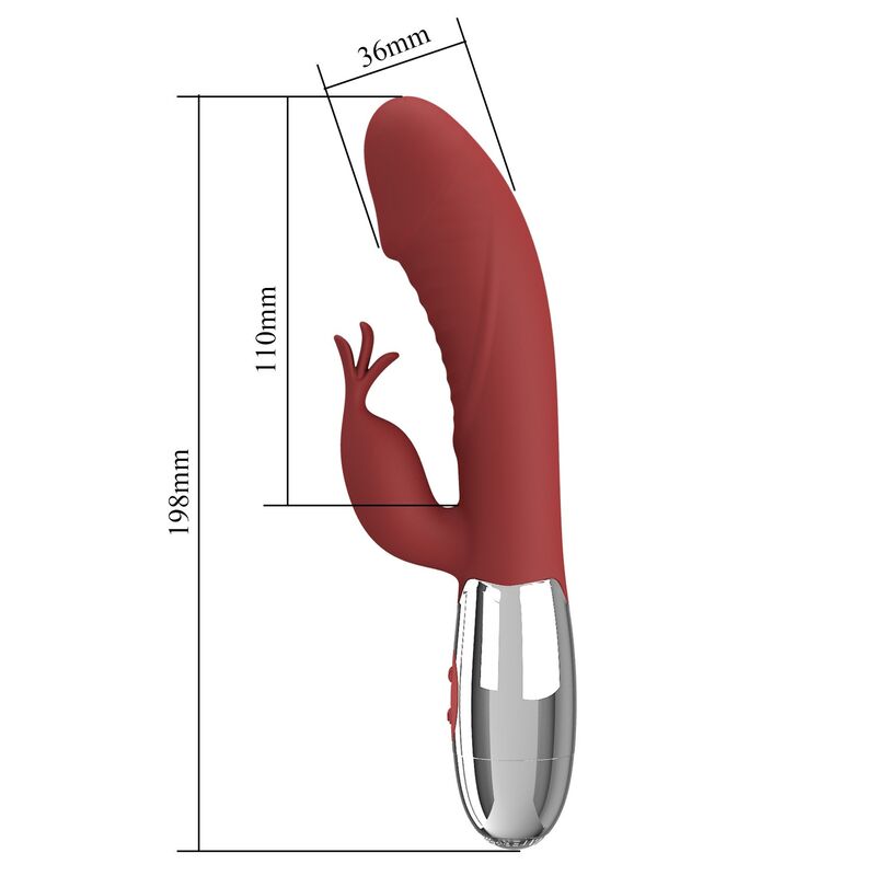 PRETTY LOVE – ROSENHOLZ-HASE-VIBRATOR MIT 30 FUNKTIONEN, USB-AUFLADBAR, ROT