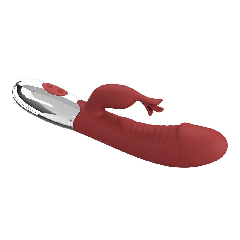 PRETTY LOVE – ROSENHOLZ-HASE-VIBRATOR MIT 30 FUNKTIONEN, USB-AUFLADBAR, ROT
