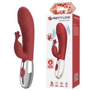 PRETTY LOVE – ROSENHOLZ-HASE-VIBRATOR MIT 30 FUNKTIONEN, USB-AUFLADBAR, ROT