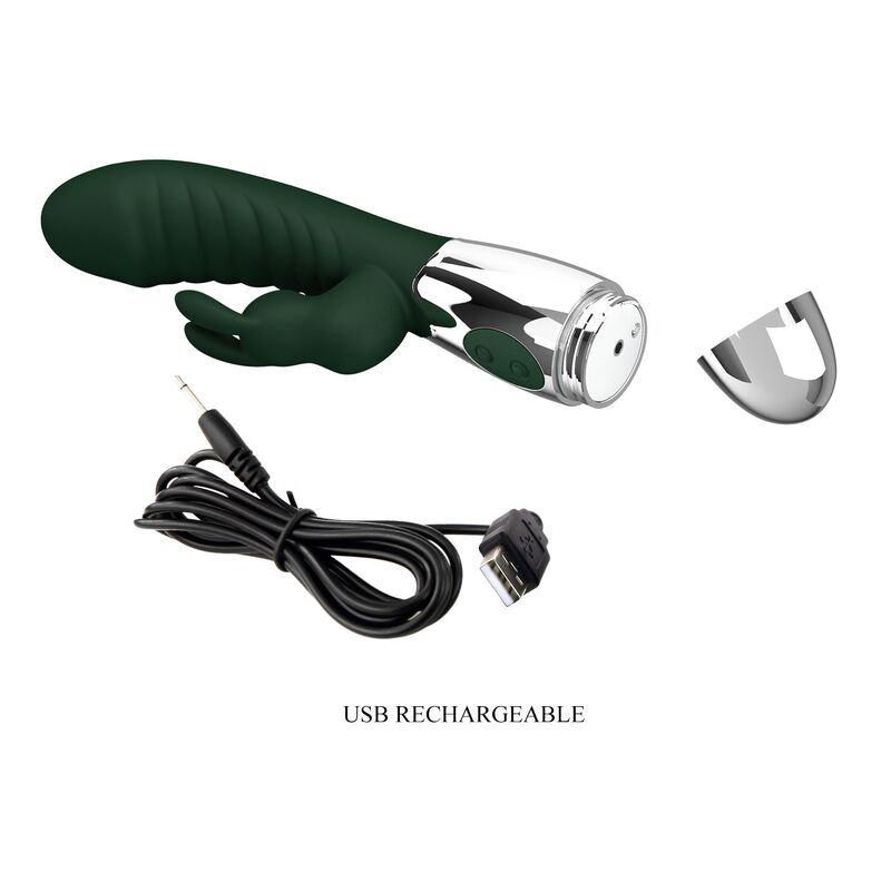 PRETTY LOVE - NAUGHTY BUNNY KANINCHEN-VIBRATOR MIT 30 FUNKTIONEN, USB-AUFLADBAR, GRÜN