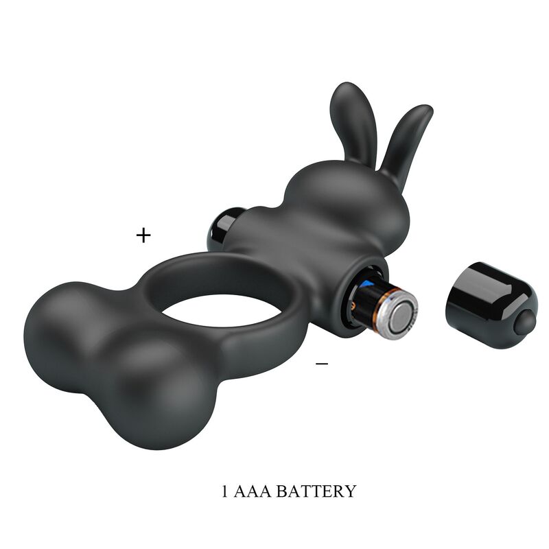PRETTY LOVE – VIBRIERENDER PENISRING MIT HASE-STIMULATOR, 10 FUNKTIONEN, SCHWARZ