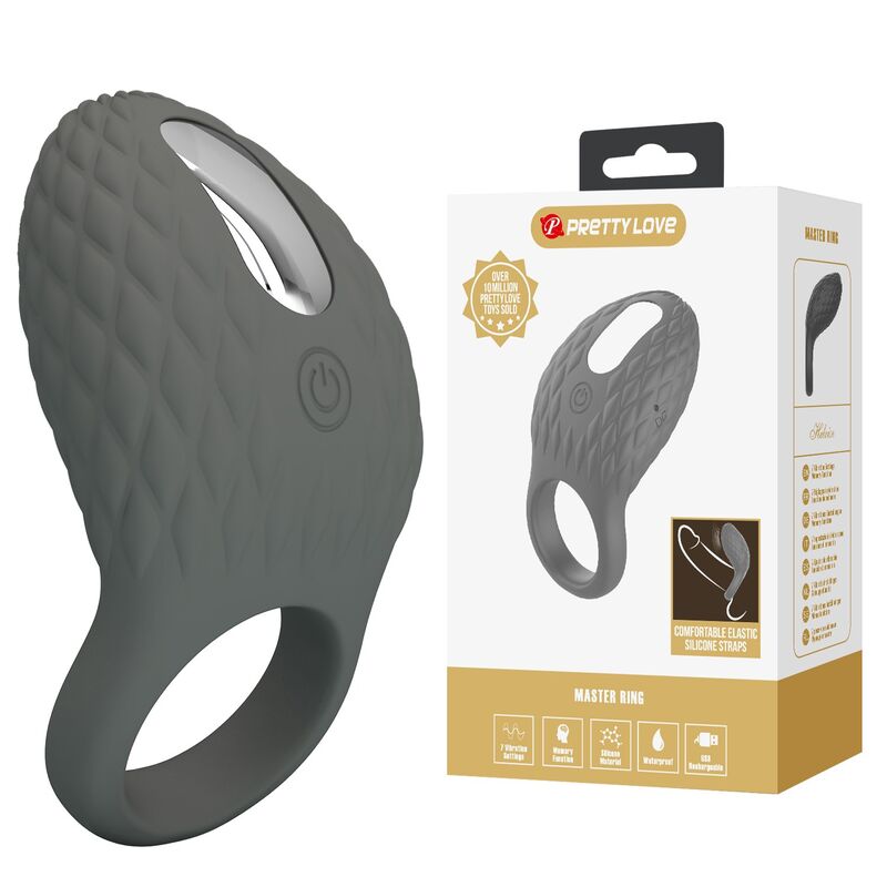 PRETTY LOVE – WIEDERAUFLADBARER, STRUKTURIERTER VIBRATIONSRING MIT STIMULATOR