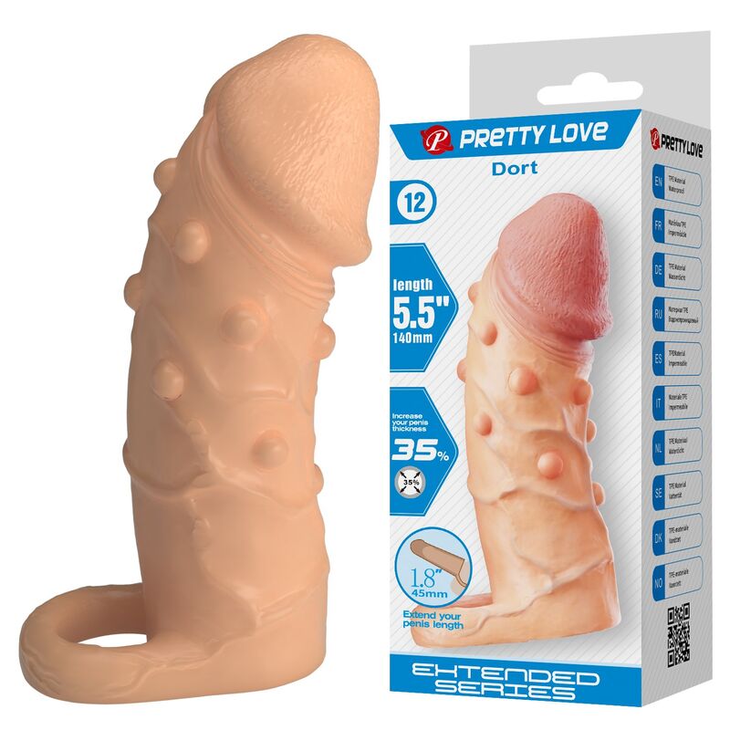 PRETTY LOVE - DORT PENISVERLÄNGERUNGSHÜLLE 14 CM Ø 4 CM NATUR