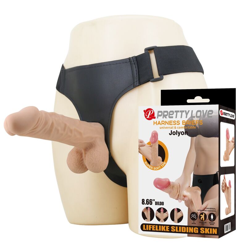 PRETTY LOVE - JOLYON HARNESS MIT FLEXIBLES DILDO 22 CM Ø 4,8 CM NATÜRLICH