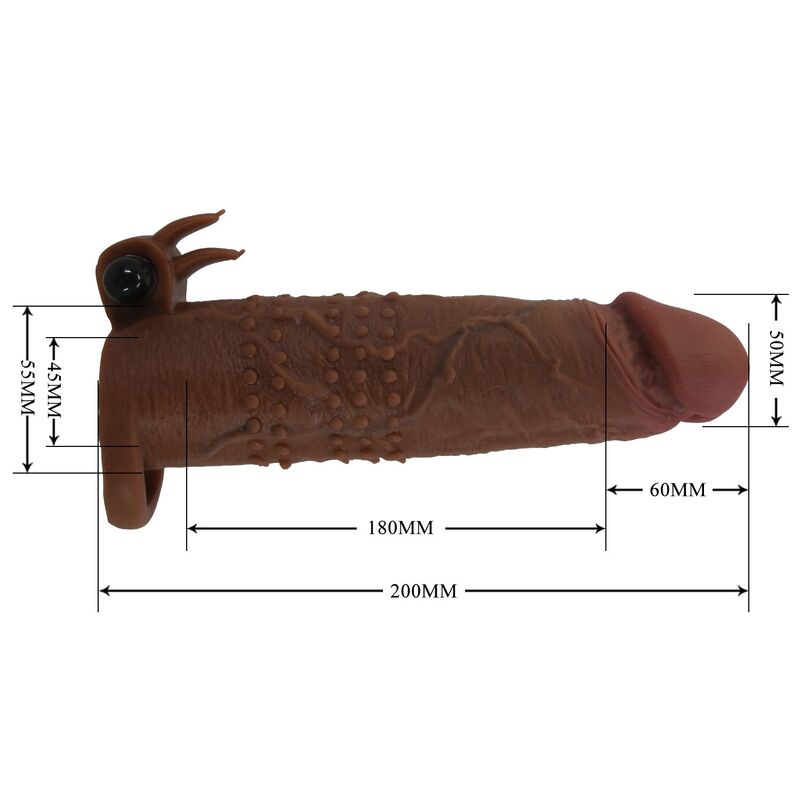 PRETTY LOVE - QUILLON VIBRIERENDER PENISSLEEVE 20 CM Ø 4 CM BRAUN