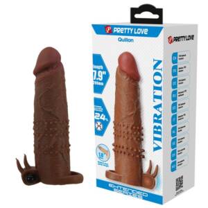 PRETTY LOVE - QUILLON VIBRIERENDER PENISSLEEVE 20 CM Ø 4 CM BRAUN