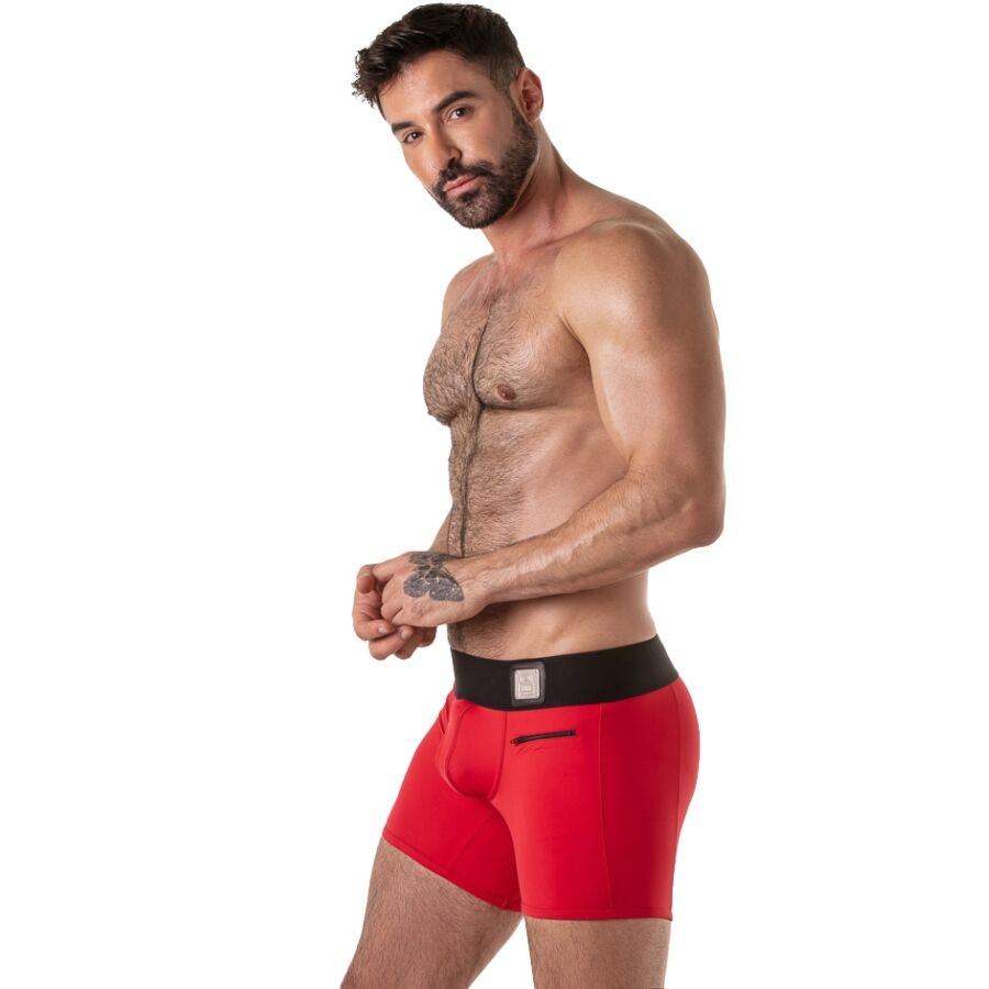 LOCKER GEAR - BOXERSHORTS MIT BREITEM BUND, ROT, XL