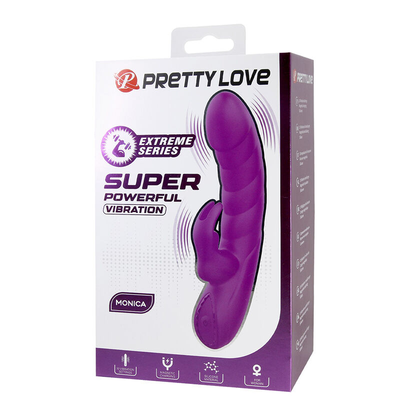 PRETTY LOVE - MONICA WIEDERAUFLADBARER DOPPEL-STIMULATIONSVIBRATOR FÜR G-PUNKT UND KLITORIS, LILA