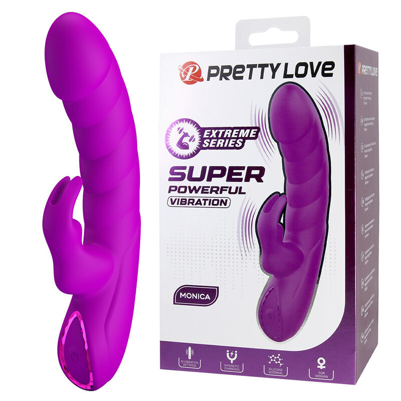 PRETTY LOVE - MONICA WIEDERAUFLADBARER DOPPEL-STIMULATIONSVIBRATOR FÜR G-PUNKT UND KLITORIS, LILA