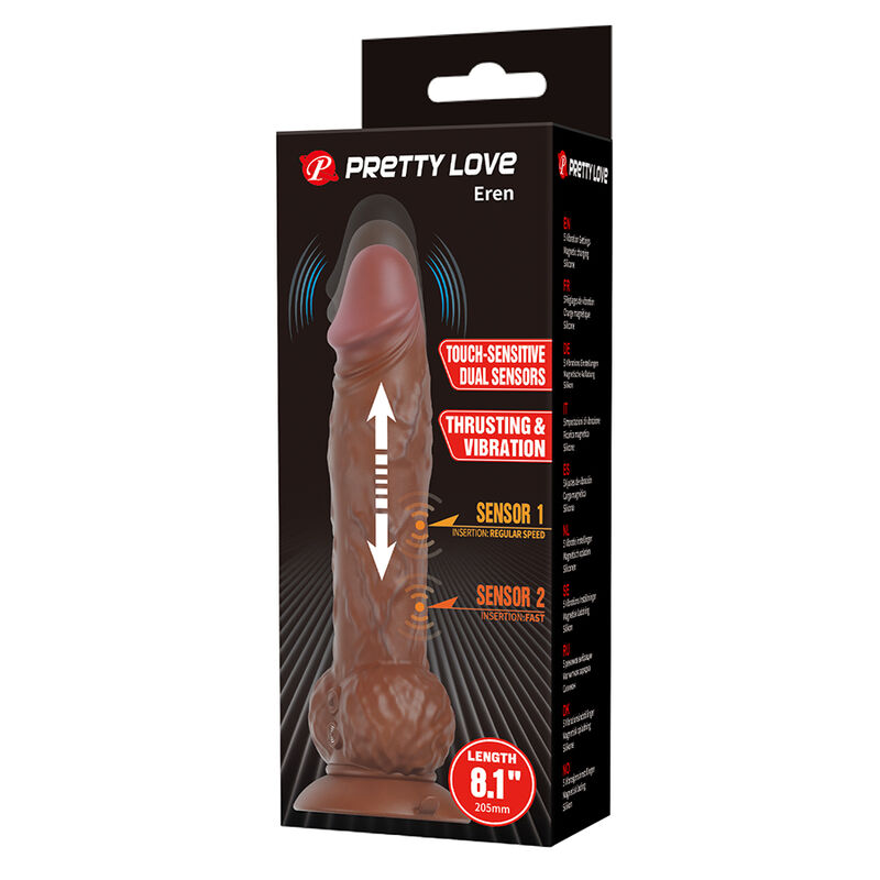 PRETTY LOVE - EREN STOSS-VIBRATIONSDILDO 20,5 CM Ø 4,5 CM BRAUN