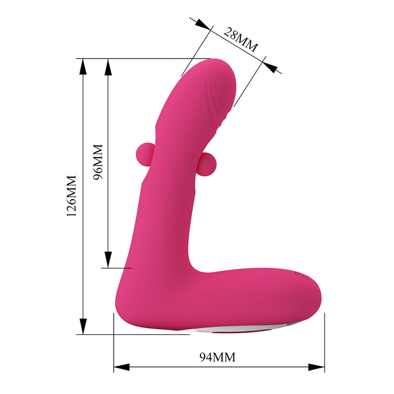 PRETTY LOVE – DUDEN WIEDERAUFLADBARER SILIKON-VIBRATOR MIT 12 VIBRATIONSMODI UND 3 SCHAUKELMODI, PINK