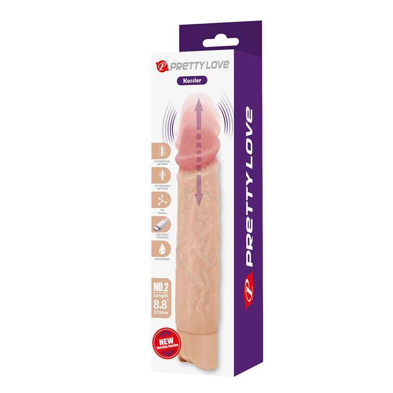 PRETTY LOVE - KESSLER REALISTISCHER VIBRATIONSDILDO MIT 10 VIBRATIONSMODI UND 10 STÖSSEN, 22 CM NATÜRLICH