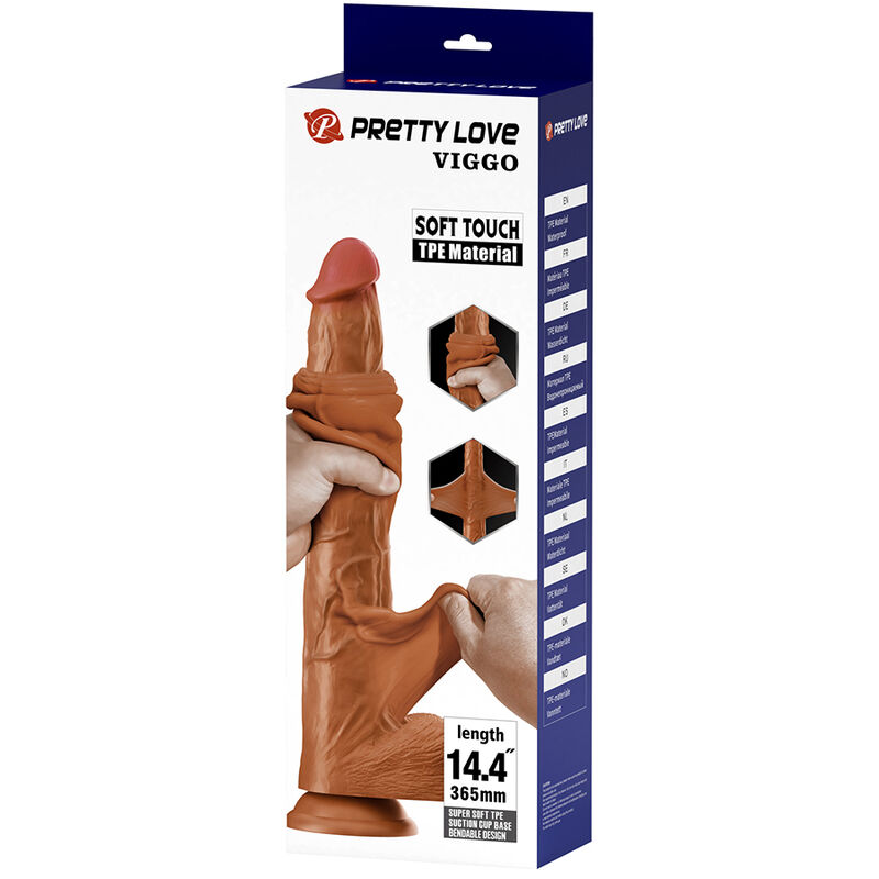 PRETTY LOVE - VIGGO REALISTISCHER, WEICHES HAUTGLEITENDER DILDO, 36,5 CM, BRAUN