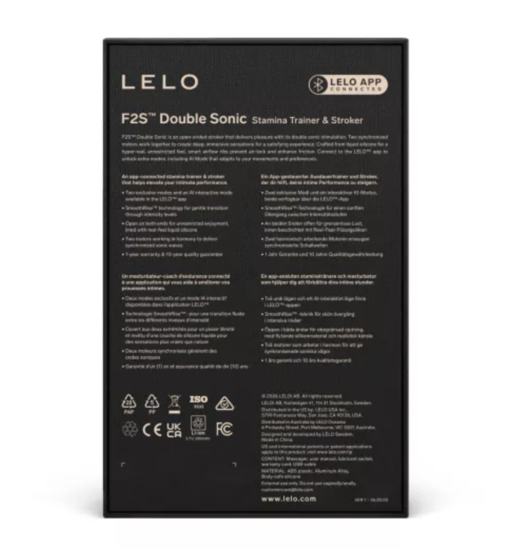 LELO - F2S DOUBLE SONIC MALE STROKER MIT DUALER SCHALLSTIMULATION ROT