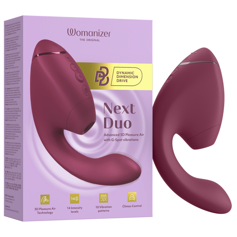 WOMANIZER - DUO NEXT DOPPELTER KLITORIS- & G-PUNKT-STIMULATOR, DUNKLES ROSA
