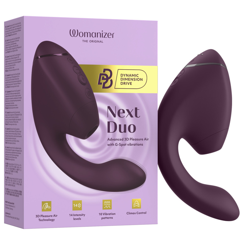 WOMANIZER - DUO NEXT DOPPELTER KLITORIS- & G-PUNKT-STIMULATOR DUNKELLILA