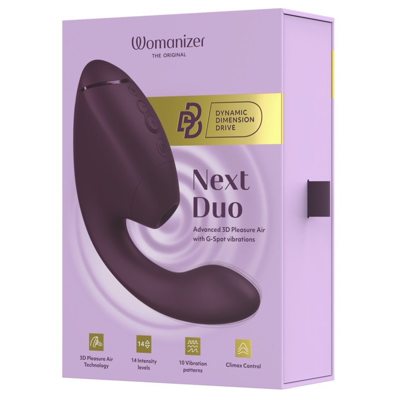 WOMANIZER - DUO NEXT DOPPELTER KLITORIS- & G-PUNKT-STIMULATOR DUNKELLILA