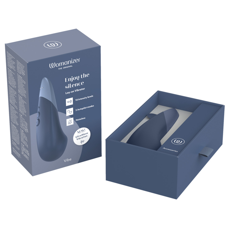 WOMANIZER - VIBE LAY-ON SILENT VIBRATOR DUNKELBLAU