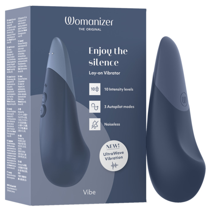 WOMANIZER - VIBE LAY-ON SILENT VIBRATOR DUNKELBLAU