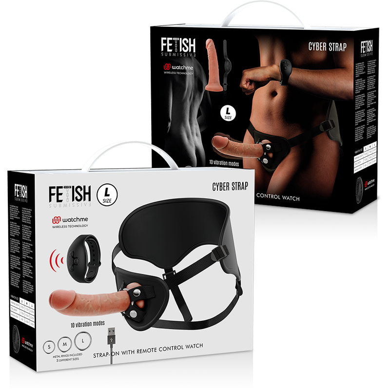 FETISH SUBMISSIVE CYBER STRAP - HARNESS MIT FERNBEDIENUNG DILDO WATCHME L-TECHNOLOGIE