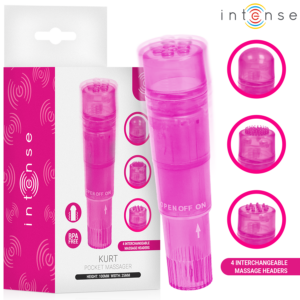 INTENSE - KURT MINI-MASSAGEGERÄT MIT 4 AUSTAUSCHBAREN AUFSÄTZEN PINK