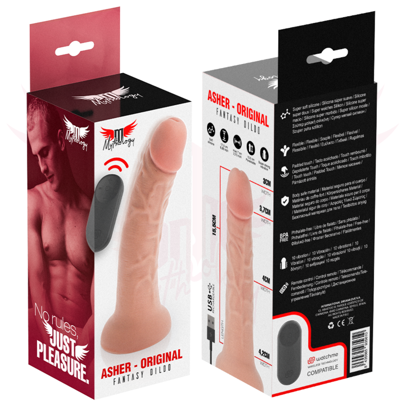 MYTHOLOGY - ASHER ORIGINAL DILDO S - VIBRATOR + FERNBEDIENUNG MIT WATCHME DRAHTLOSTECHNOLOGIE