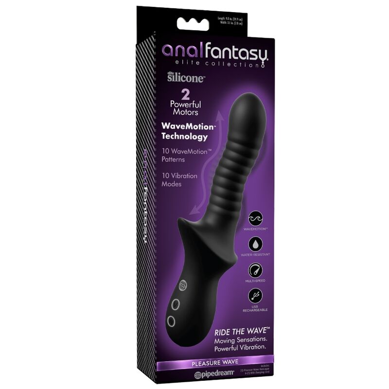 ANAL FANTASY ELITE - PLEASURE WAVE WIEDERAUFLADBARER SCHWARZER ANALMASSAGER