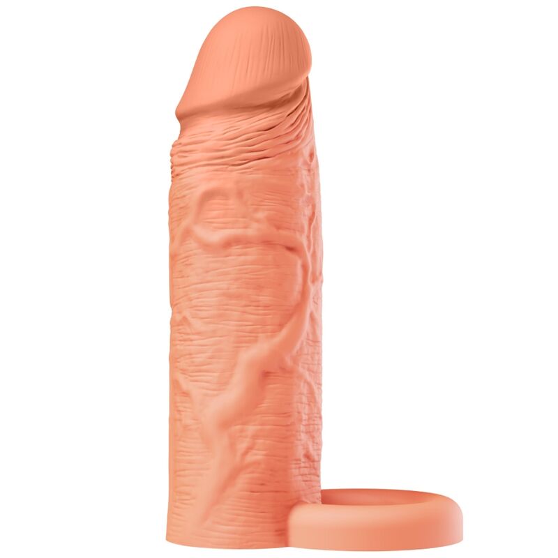 HIDDEN DESIRE - INFERNO FLÜSSIGSILIKON-VERLÄNGERUNGSHÜLSE MIT RING, 18 CM Ø 4,5 CM – HAUTTON
