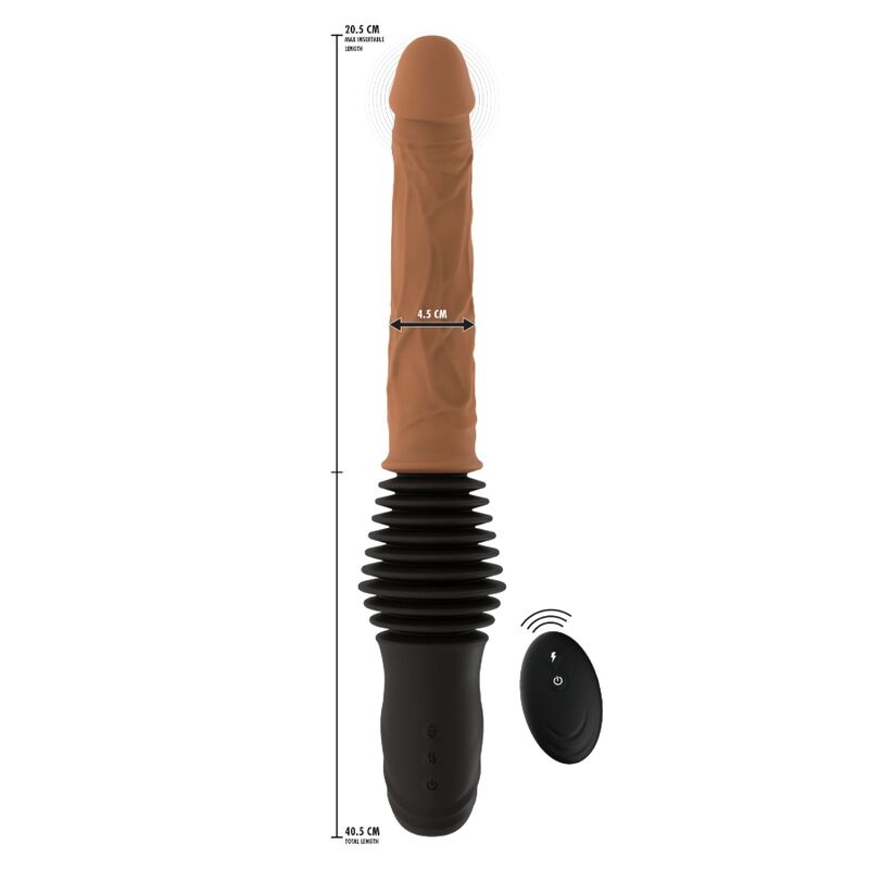 HIDDEN DESIRE - INFERNO REALISTISCHER DOPPELSTOSSVIBRATOR MIT FERNBEDIENUNG, 40,5 CM, HELLHAUTTON