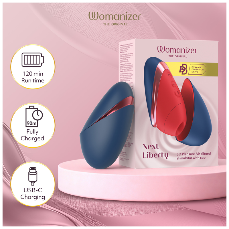 WOMANIZER - NEXT LIBERTY 3D PLEASURE AIR KLITORALSTIMULATOR BLAU/ROT